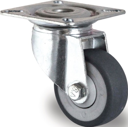 Promat Zwenkwiel | Wiel-Ø 100 mm | draagvermogen 100 kg | mit bevestigingsplaat | rubber grijs - 3000276048 3000276048