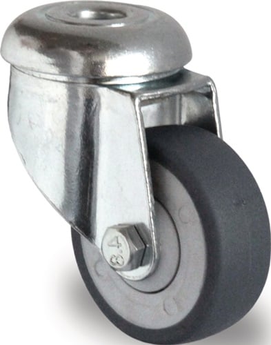 Promat Zwenkwiel | Wiel-Ø 75 mm | draagvermogen 75 kg | met achtergat kogellager | rubber grijs - 3000276055 3000276055