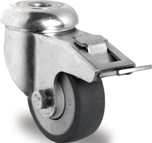 Promat Zwenkwiel met totale rem van | Wiel-Ø 50 mm | draagvermogen 50 kg | met achtergat 11 mm kogellager | rubber grijs - 3000276056 3000276056