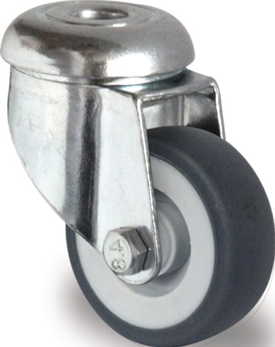 Promat Zwenkwiel | Wiel-Ø 50 mm | draagvermogen 50 kg | met achtergat glijlager | rubber grijs - 3000276058 3000276058