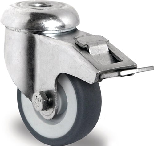 Promat Zwenkwiel met totale rem van | Wiel-Ø 100 mm | draagvermogen 100 kg | met achtergat 11 mm glijlager | rubber grijs - 3000276063 3000276063