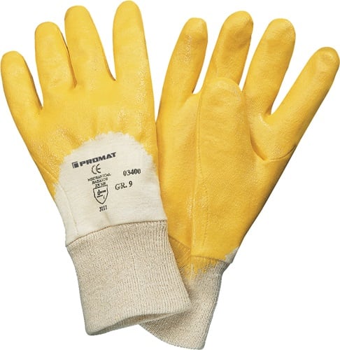 Promat Handschoen | lip | maat 7 geel | nitril coating | EN 388 PSA-categorie II - 4000371280 4000371280