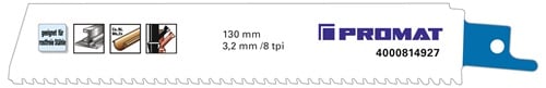 Promat Reciprozaagblad | lengte 150 mm breedte 25 mm | tandverdeling TPI 8 3,2 mm | kaart A 1 stuks - 4000814927 4000814927