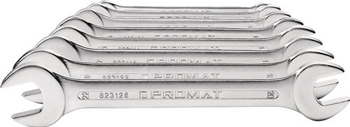 Promat Set dubbele steeksleutels | 10-delig SW6-27 mm | chroom-vanadiumstaal verchroomd - 4000823203 4000823203