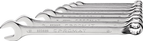 Promat/Tecwerk Ring-steeksleutelset | 8-delig sleutelwijdte 8-19 mm | vorm B chroom-vanadiumstaal - 4000823700