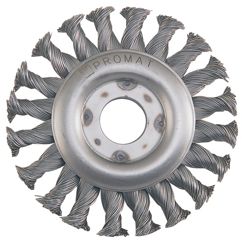 Promat Ronde staaldraadborstel | d. 115 mm draaddikte 0,5 mm | staal 12 mm | 12500 min-¹ - 4000841185 4000841185