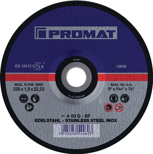 Promat Doorslijpschijf | RVS | D115x1mm recht | RVS | gat 22,23 mm - 4000841241 4000841241