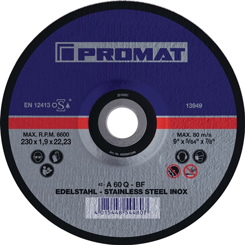 Promat Doorslijpschijf | RVS | D125x1mm recht | RVS | gat 22,23 mm - 4000841242 4000841242