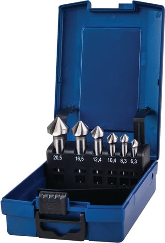 Promat Set verzinkboren | DIN 335 C 90 graden | 6,3-20,5 mm | HSS-Co | 6-delig kunststof cassette - 4000865220 - 4000865220