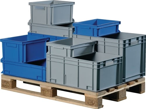 Promat Transportstapelbak | L600xB400xH75mm | grijs PP handgreep | zijwanden gesloten - 9000447810 9000447810