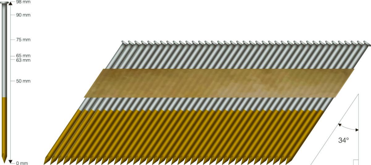 Hikoki Accessoires Nagels 34° D-kop | 3,1 x 90 mm | Glad | Thermisch verzinkt | 2000 st. - 4103001