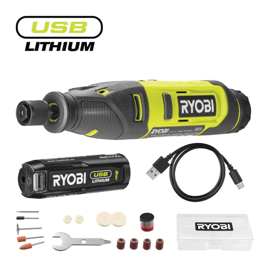 Ryobi RRT4-120GA15 | 4V USB Lithium Accu Rotatiegereedschap met 15 accessoires 5133005634