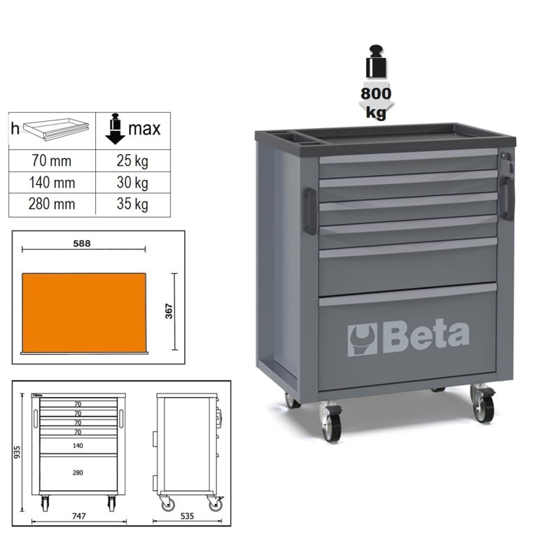Beta Rsc50 C6 Gereedschapswagen | 6 laden - 050001206