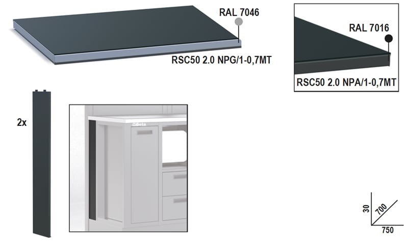 Beta Rsc50 Npa/1 Werkblad Inox | 0,7 mt - 050001117