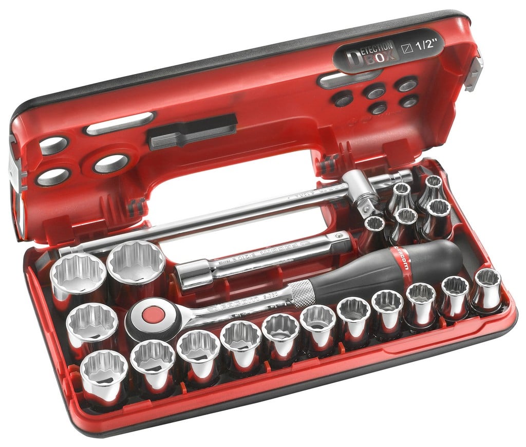 Facom 22-delige compacte doos 1/2" 12-kant met ratel met draaiend heft - S.360DBOX412