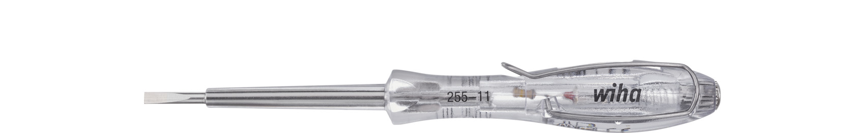 Wiha SB25511 Spanningszoeker SoftFinish eenpolig,110 - 250 Volt sleufkop transparant, met clip 3.0 mm - 35378