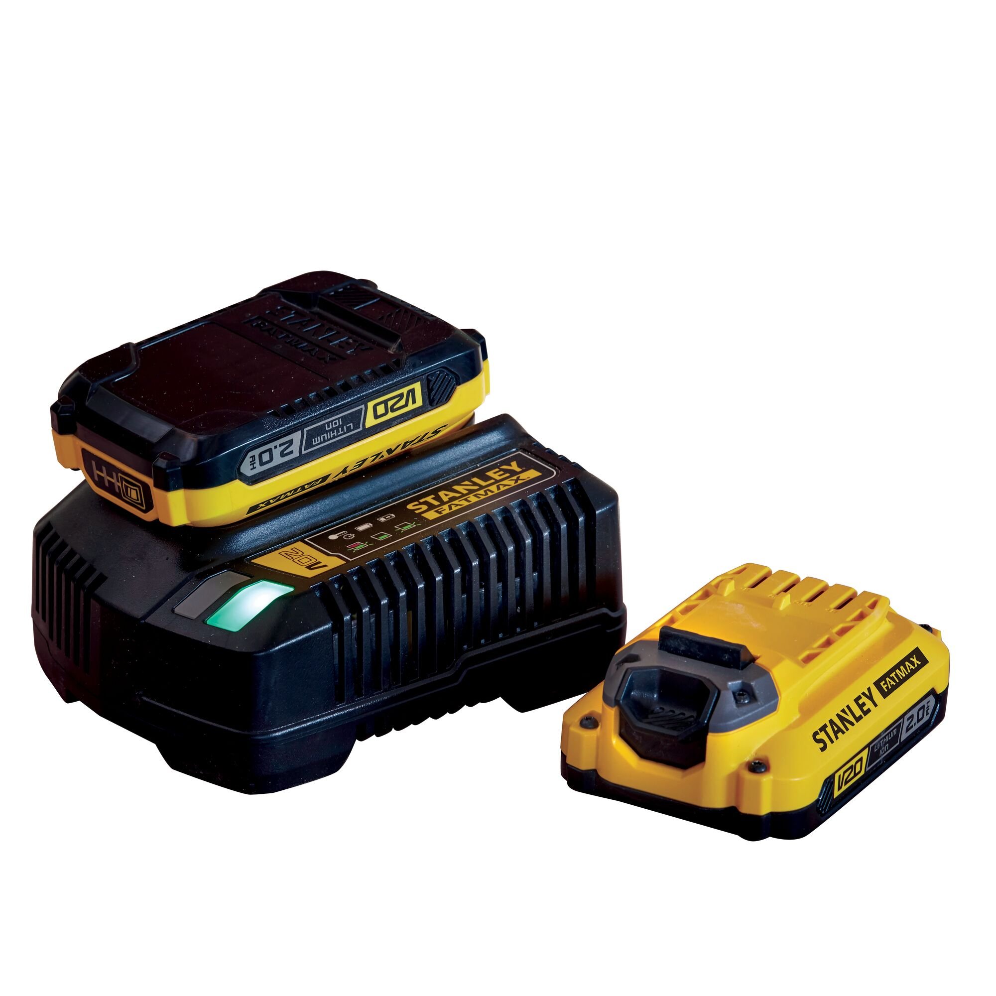 Stanley Powertools Stanley FATMAX SFMCB12D2 V20 18V Startset | 2x 2.0Ah + 2A lader SFMCB12D2-QW