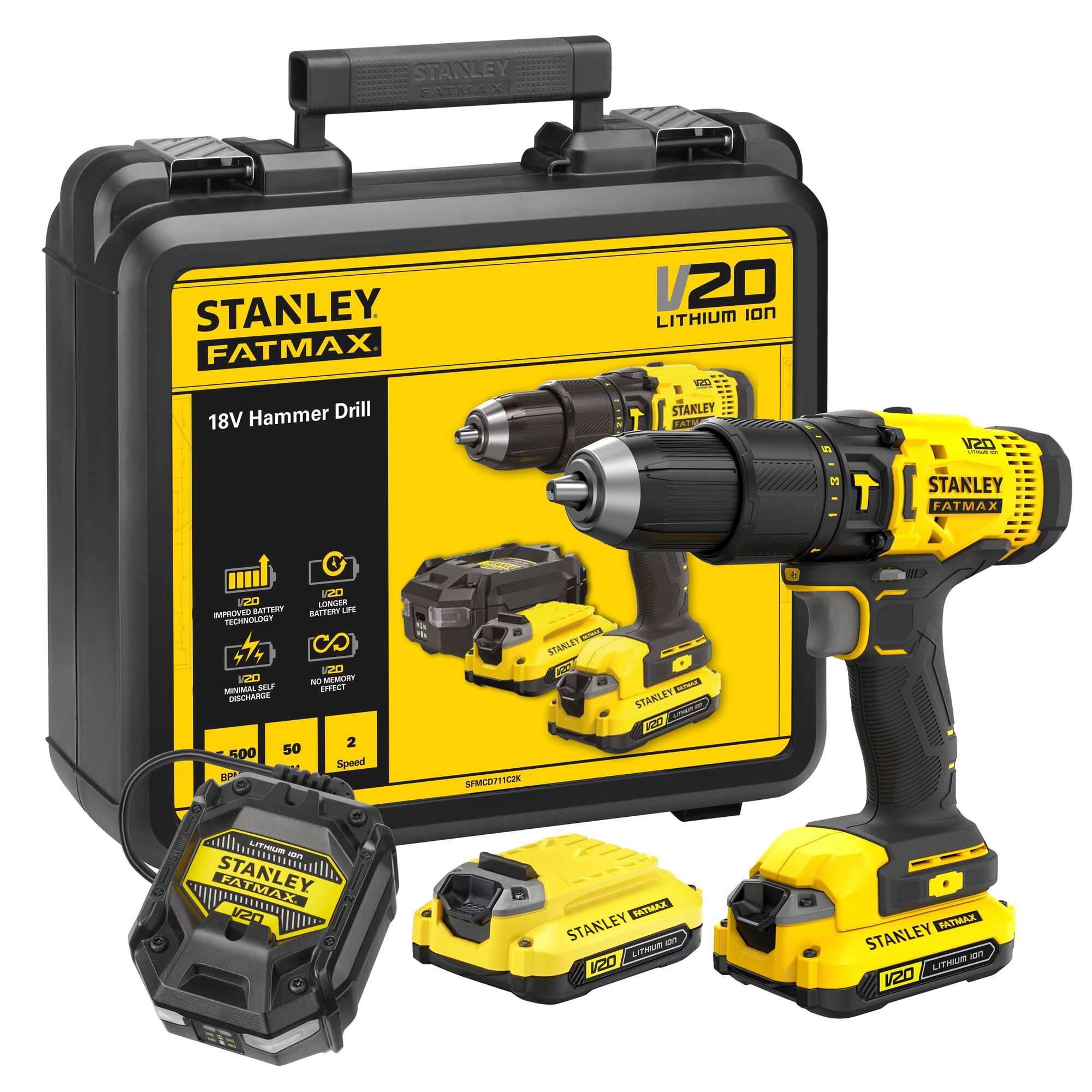 Stanley Powertools Stanley FATMAX SFMCD711C2K 20V MAX* 13mm HDD | 2 x 1.5Ah KB SFMCD711C2K-QW