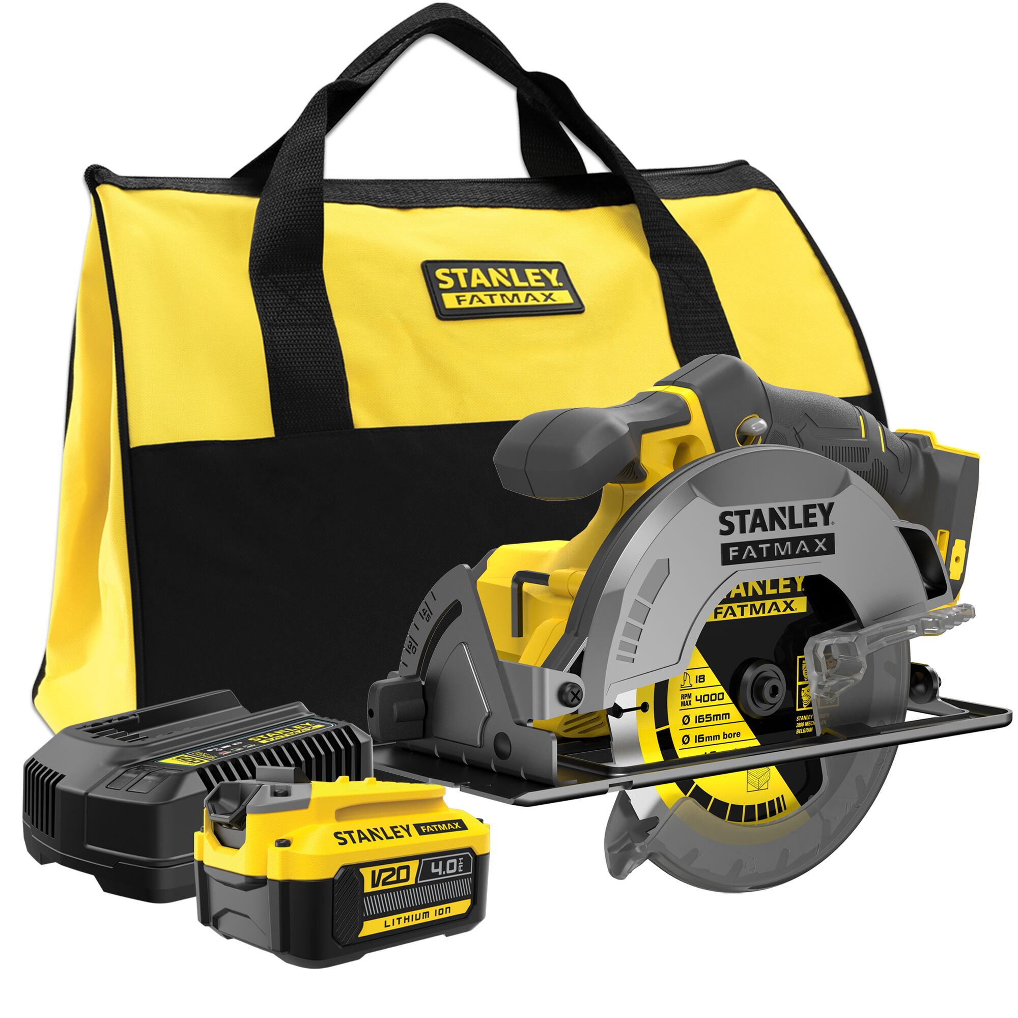 Stanley Powertools Stanley FATMAX SFMCS500M1S 18V V20 Accu Cirkelzaag | 1x 18V 4 0Ah Accu + Lader | In Softbag SFMCS500M1S-QW