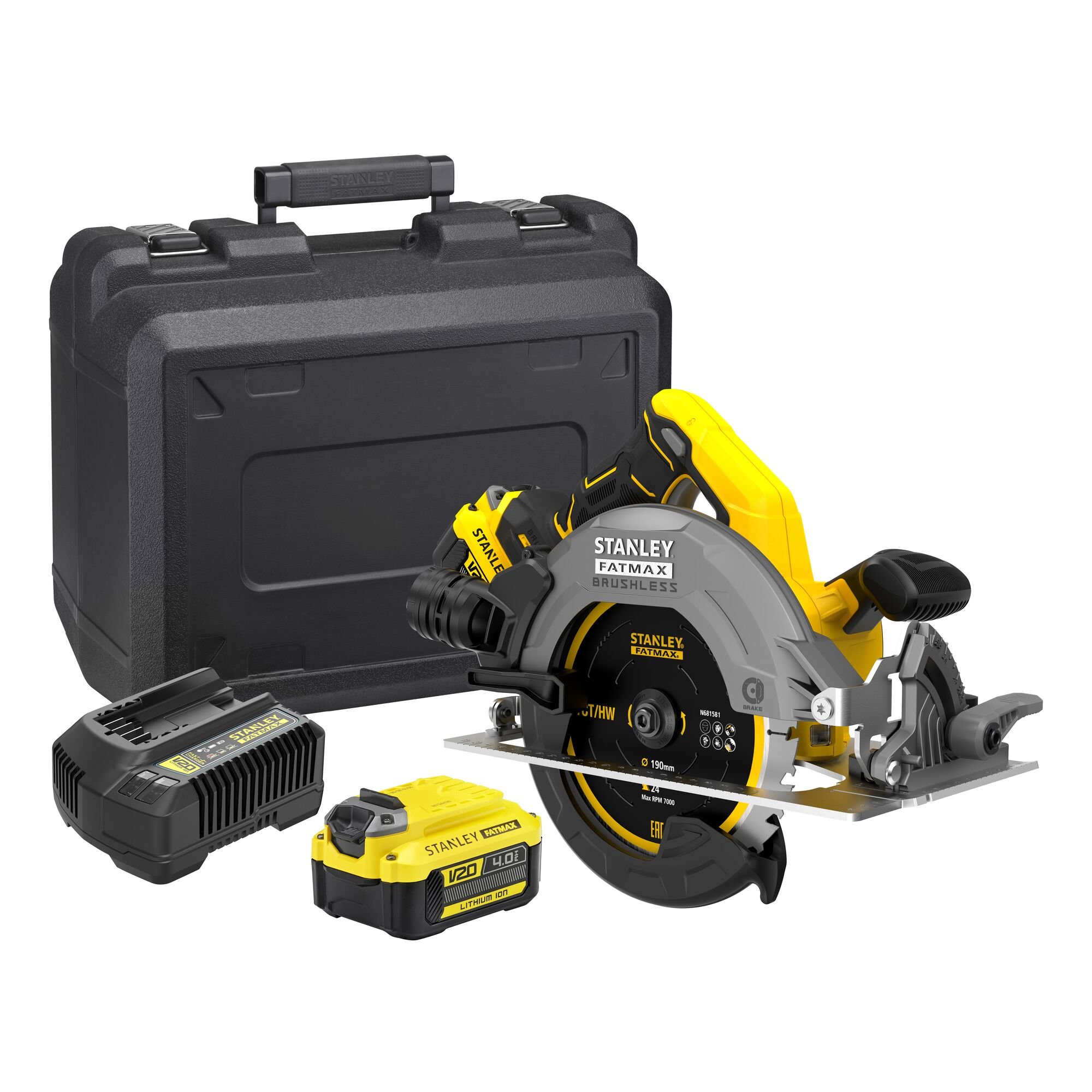 Stanley Powertools Stanley FATMAX SFMCS500M2K V20 18V Accu Cirkelzaag | 2x 4.0Ah Accu&apos;s + Lader | In Koffer SFMCS500M2K-QW