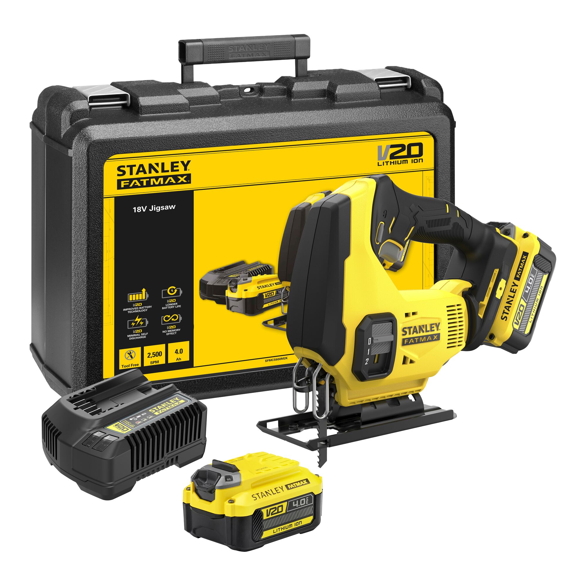 Stanley Powertools Stanley FATMAX SFMCS600M2K V20 18V Accu Decoupeerzaag | 2x 4.0Ah Accu&apos;s + Lader | In Koffer SFMCS600M2K-QW