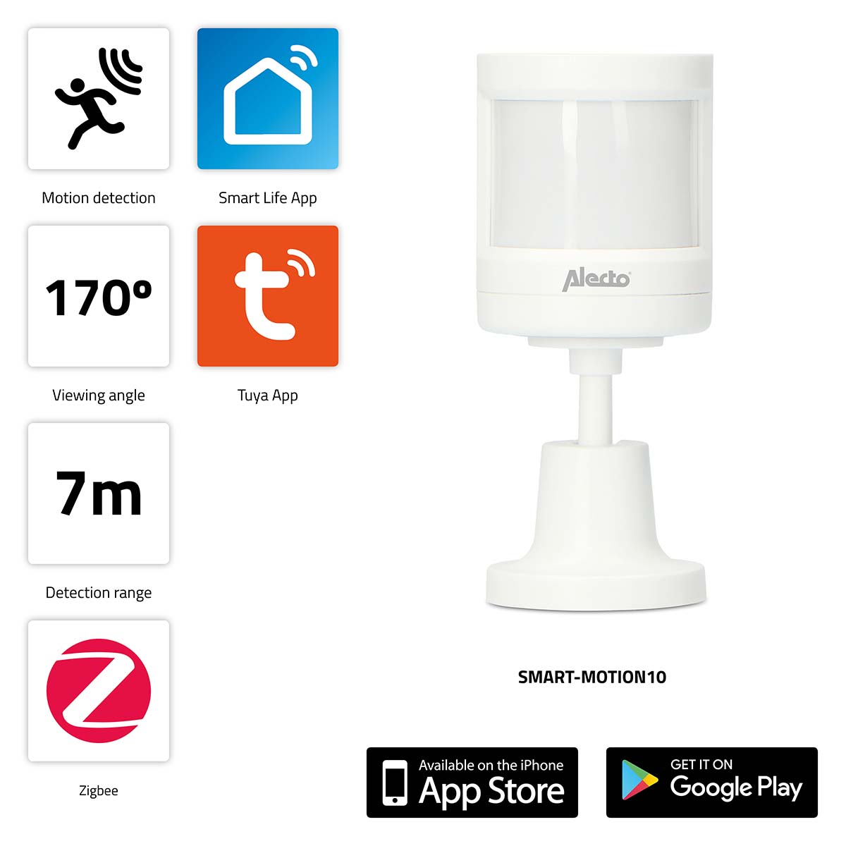 Alecto SMART-MOTION10 Slimme Zigbee-bewegingssensor SMART-MOTION10