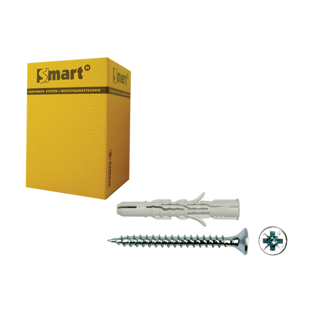 pgb-Europe SMART | plug nylon + schroef VK Ø 6x80 NZN | 50 st SM0LPSN0108060803