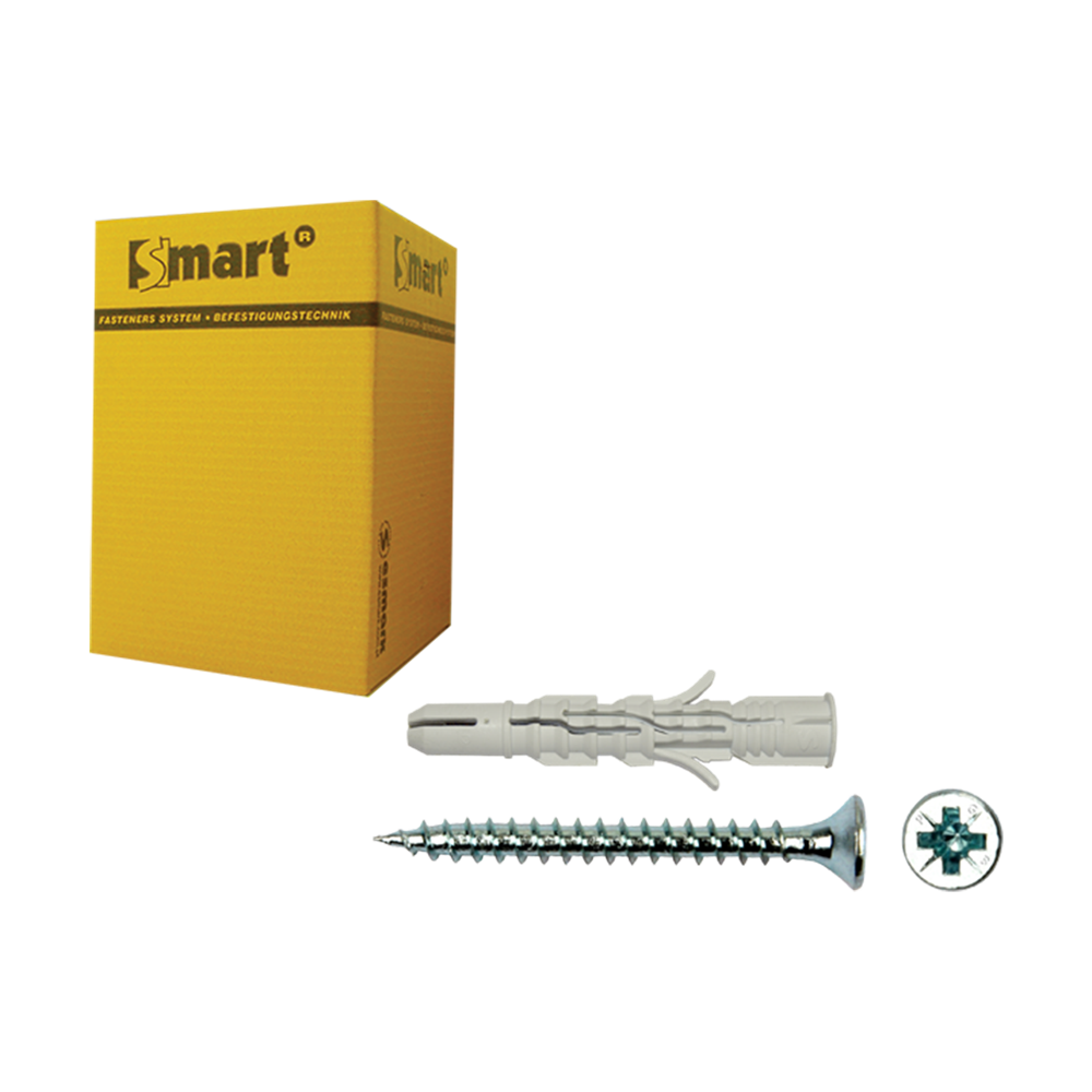 pgb-Europe SMART | plug nylon + schroef VK Ø 6x90 NZN | 50 st SM0LPSN0108060903