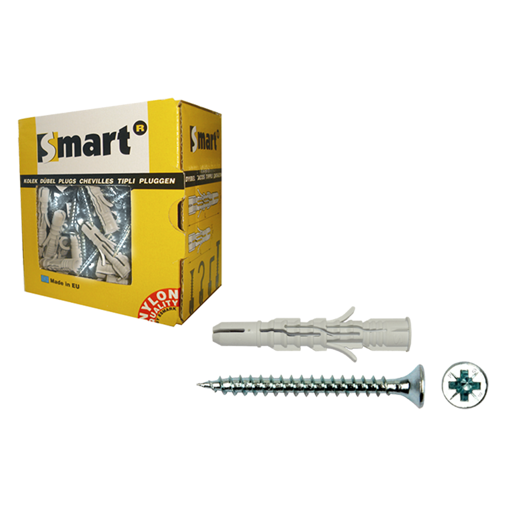 pgb-Europe SMART | plug nylon + schroef VK Ø 6x80 NZN | 50 st SM0LPSN010806080E