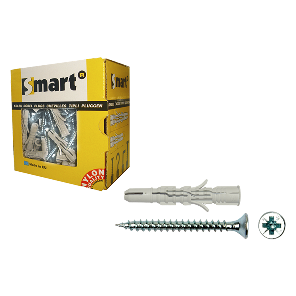 pgb-Europe SMART | plug nylon + schroef VK Ø 6x90 NZN | 50 st SM0LPSN010806090E