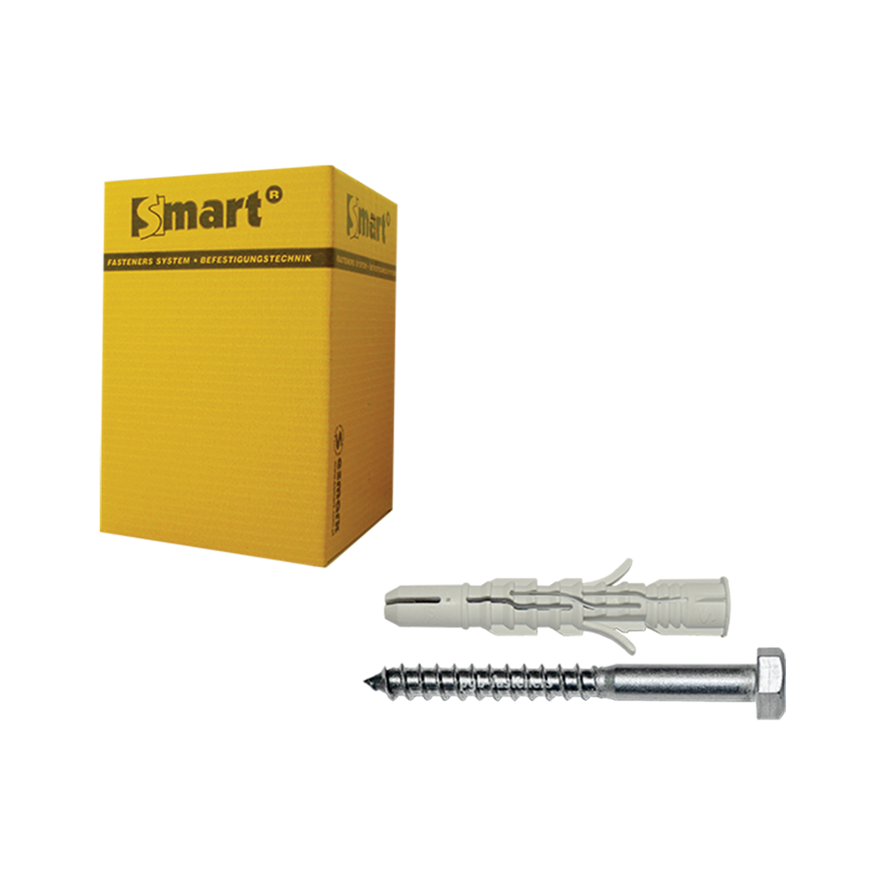 pgb-Europe SMART | plug nylon +schroef ZSK Ø 8x160 NZN | 10 st SM0LPZN0110081603