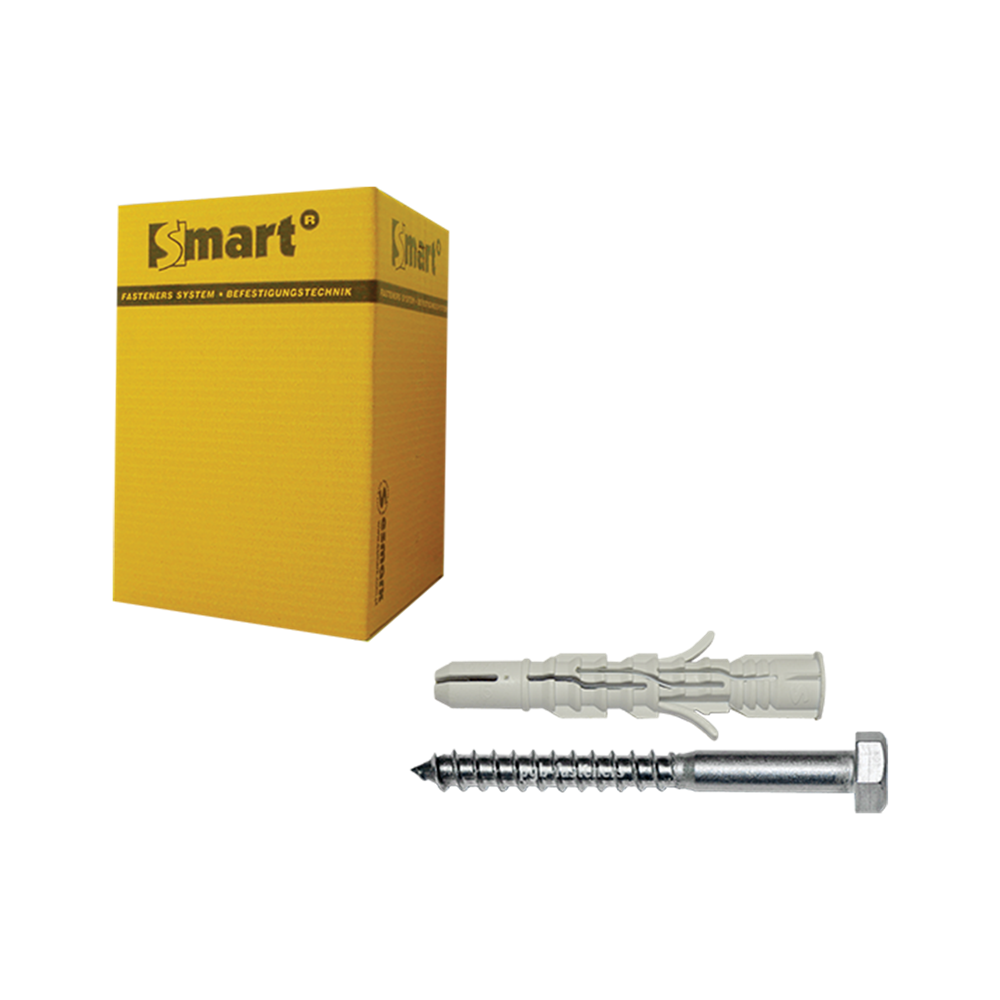 pgb-Europe SMART | plug nylon + schroef ZSK Ø 8x90 NZN | 20 st SM0LPZN0110080903