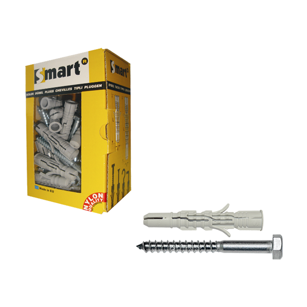 pgb-Europe SMART | plug nylon + schroef ZSK Ø 8x80 NZN | 25 st SM0LPZN011008080E