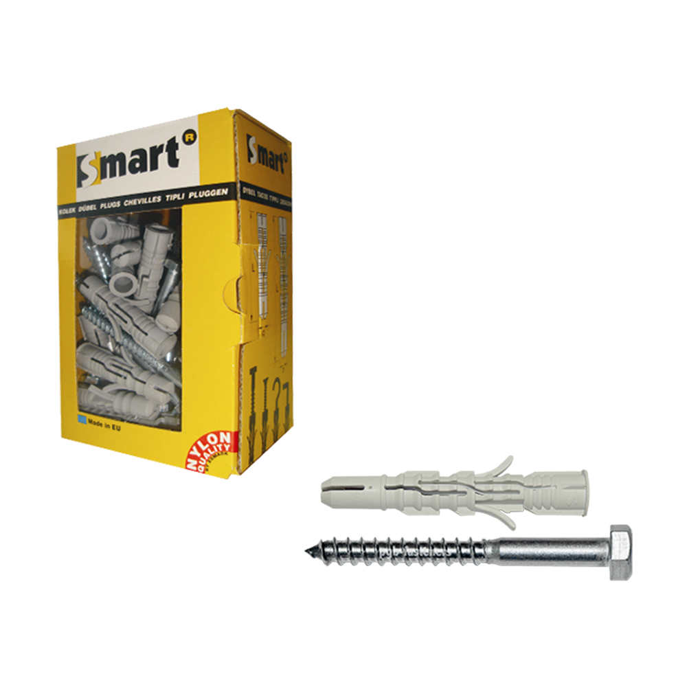 pgb-Europe SMART | plug nylon +schroef ZSK Ø 8x160 NZN | 10 st SM0LPZN011008160E
