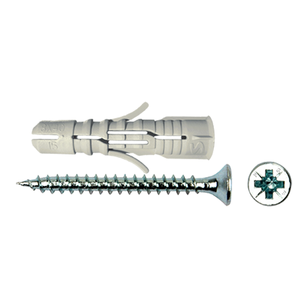 pgb-Europe SMART | plug nylon grijs +schroef VK Ø 3x30 | 100 st - SM0PUSN0105030030E