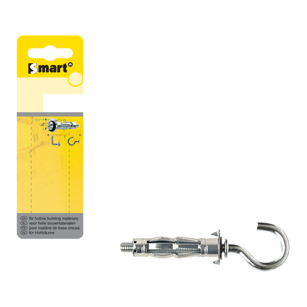 pgb-Europe SMART | Metaal hollewandplug + C-haak M4x38 Zn SM0HWC001040038H