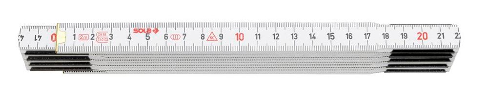Sola Vouwduimstok hout 2mtr/10-ledig HW2/10, wit, EG-Klasse 3 HW2/10SB - 53020601 - 53020601