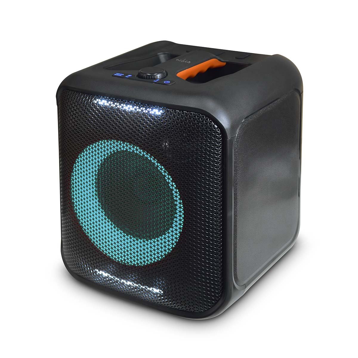 Nedis Bluetooth Party Speaker | Maximale batterijduur: 5 uur | 150 W | Handgreep | Feestverlichting | Koppelbaar | Equalizer | Oranje Zwart