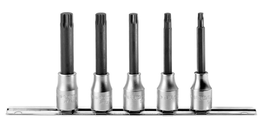 Facom set van 5 schroevendraaierdoppen met meervoudige vertanding xzn 1/2" - SV.J5