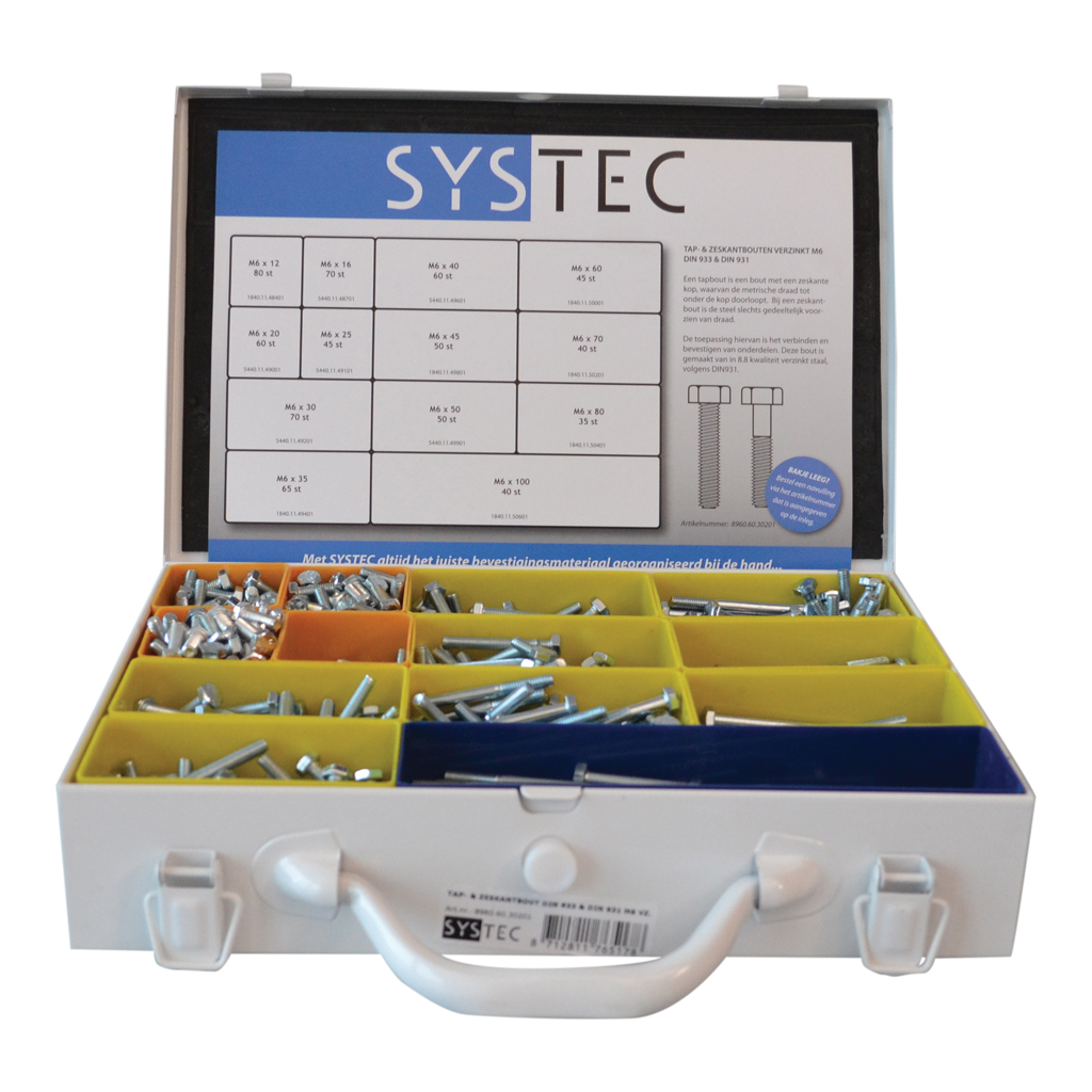 Systec Assortimentskoffer Tap- & Zeskantbout Vz Din933/931 M6 - 8960.60.30201