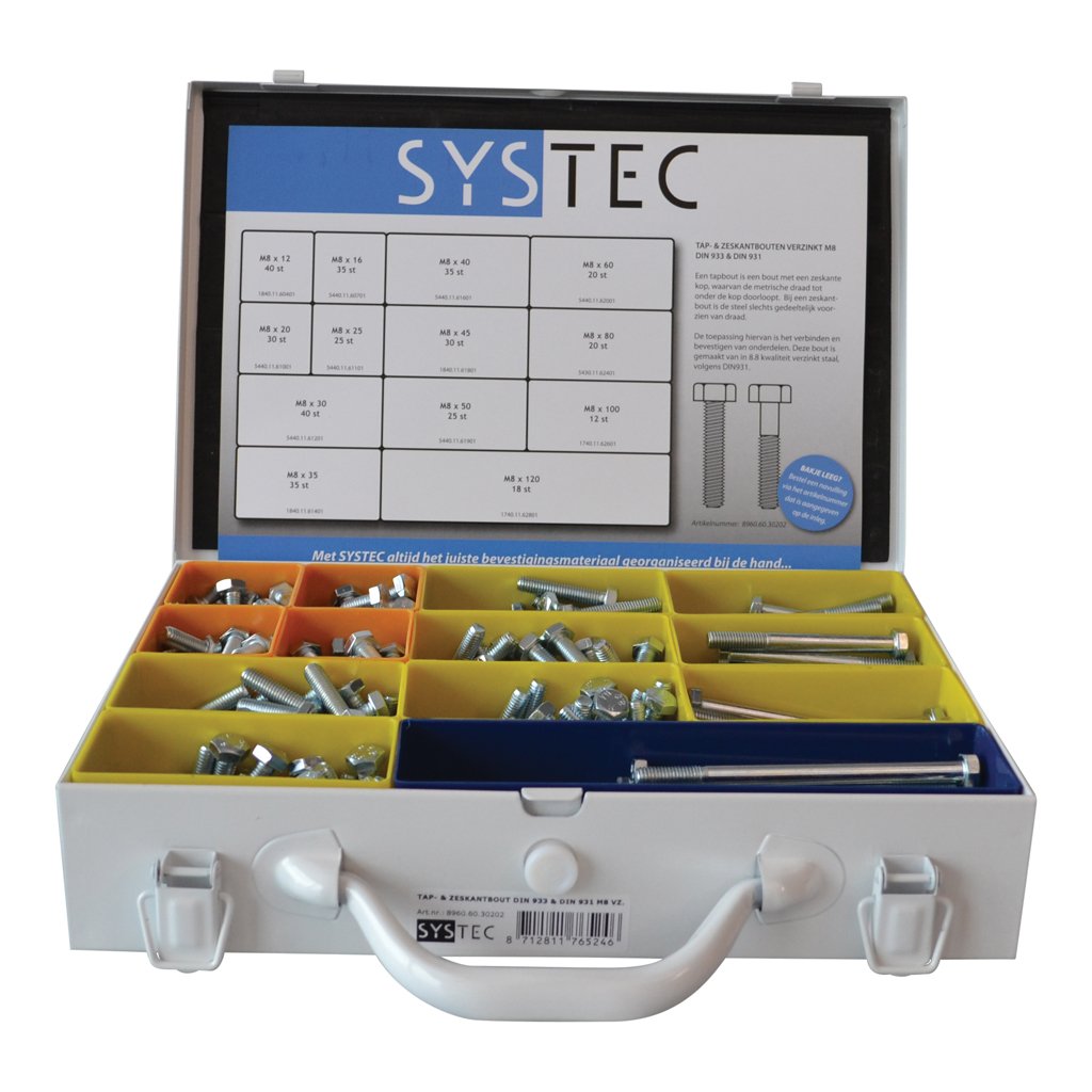 Systec Assortimentskoffer Tap- & Zeskantbout Vz Din933/931 M8 - 8960.60.30202
