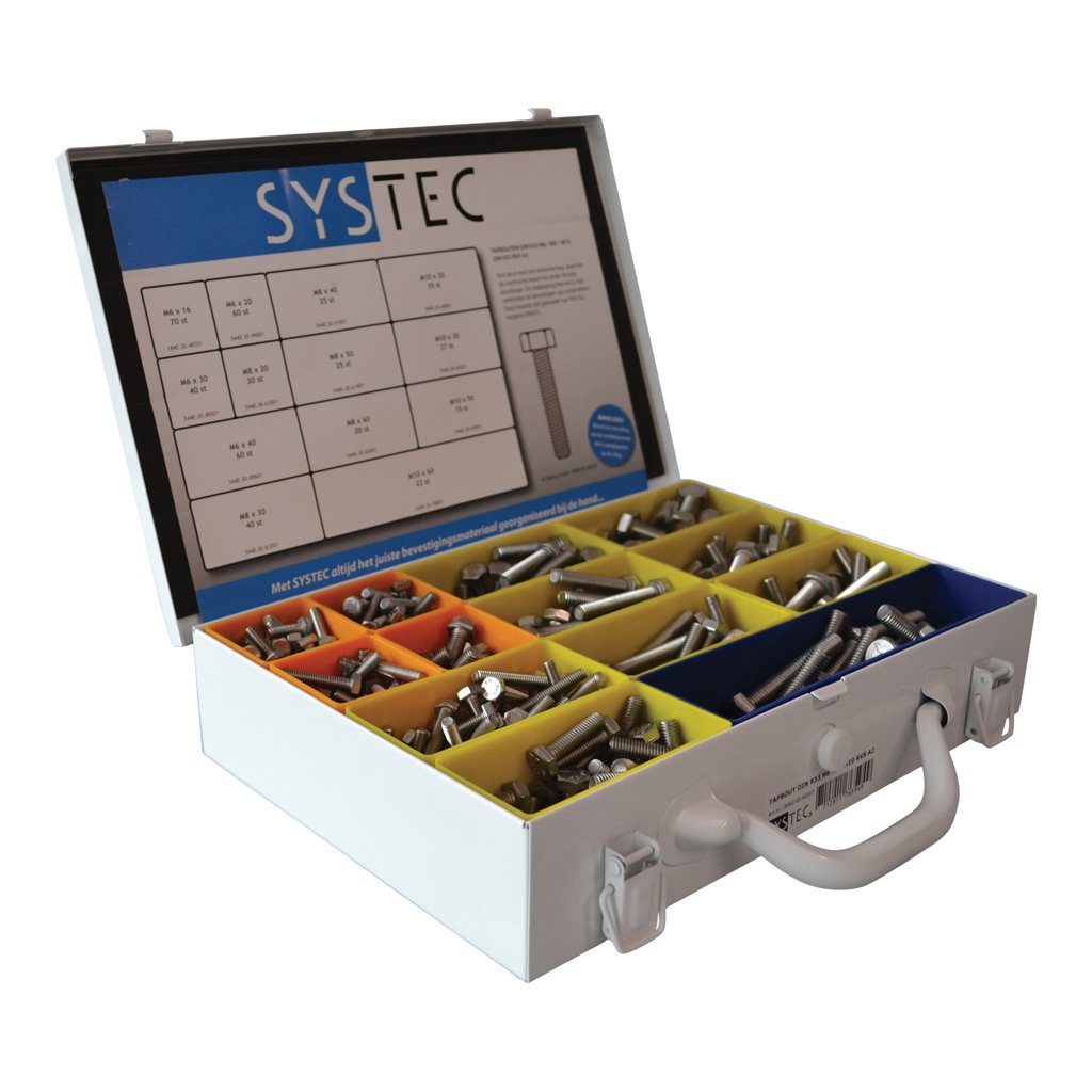 Systec Assortimentskoffer Tapbout Rvs-A2 Din933 M6 M8 M10 8960.60.40207