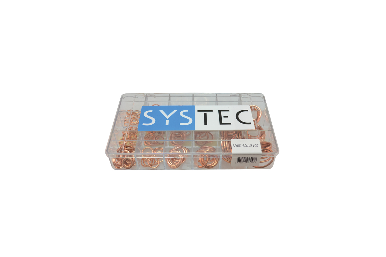 Systec Assortimentsdoos 18-Vaks Afdichtring Roodkoper Din7603A - 8960.60.18106