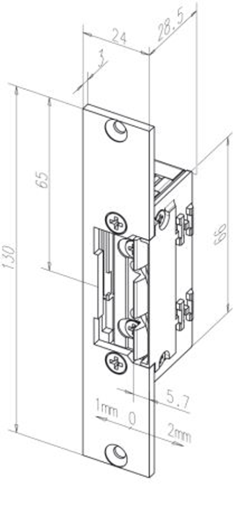 Effeff 118.53 ProFix® 2 Elektrische inbouw deuropener type 118 | spanningsloos vergrendeld | met diode | 10-24V=~ | (11-13V 100% ED) | DIN links en