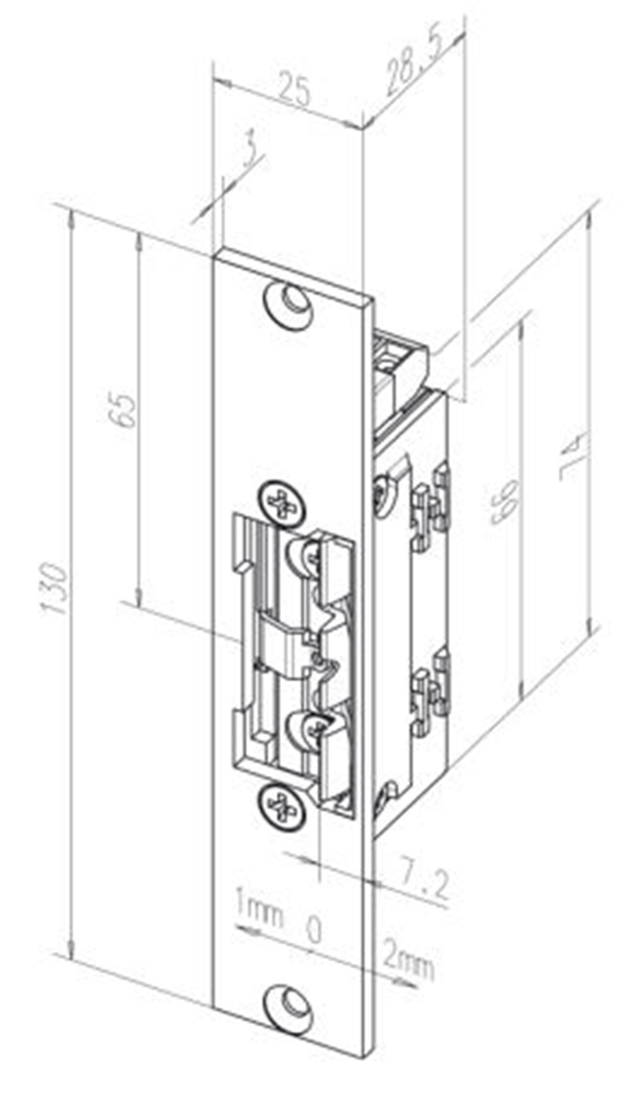 Effeff 118.63 ProFix 2 Elektrische inbouw deuropener type 118 | spanningsloos vergrendeld | met diode | met schootsignalering | 10-24V=~ | (11-13V