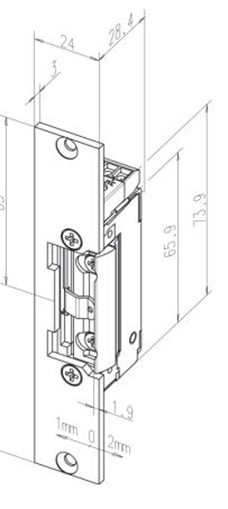 Effeff 11805 Elektrische inbouw deuropener type 118 | spanningsloos vergrendeld | met diode | fafix | 22-42V=~ | (22-26V 100% ED) | DIN links en DIN