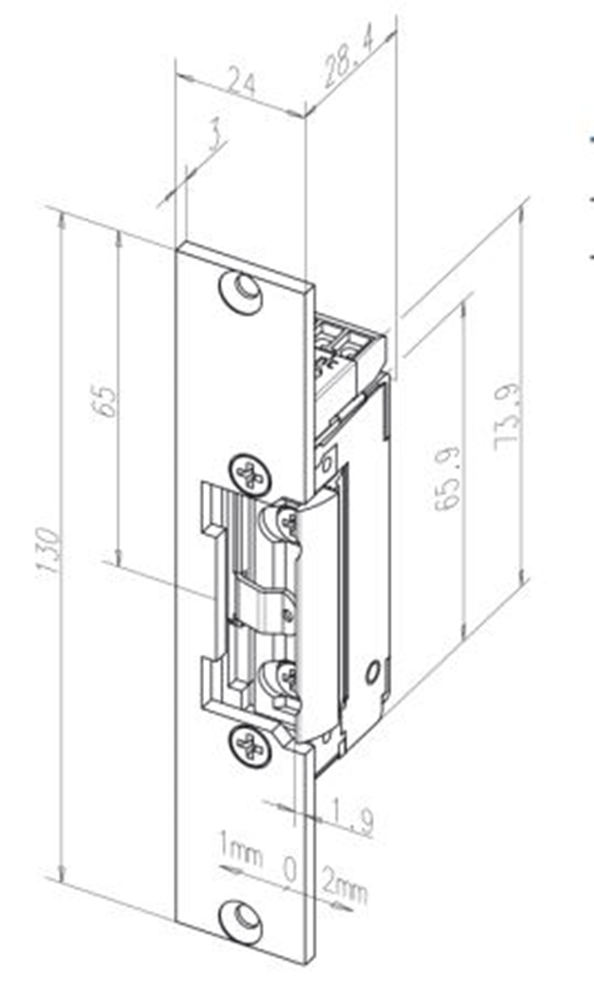 Effeff 128 Elektrische inbouw deuropener type 128 | spanningsloos vergrendeld | pulsontgrendeling | fafix | 10-24V=~ | (11-13V 100% ED) | DIN links