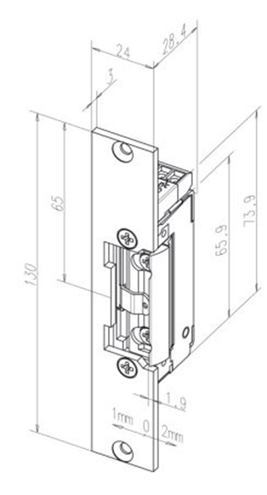 Effeff 13805RR Elektrische inbouw deuropener type 138 | spanningsloos ontgrendeld | met diode | met schootsignalering | fafix | 24V= | DIN links en