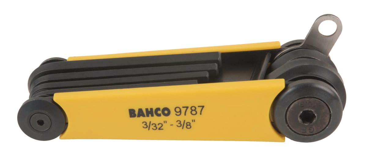 Bahco Stiftsleutelset | meet oogplaatje | zeskant | gefosfateerd | inch-maten 7-delig inklapbaar TAHBE-9787