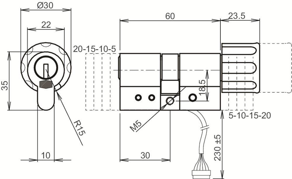 Lips Kek Genie S8805EV5 Octro 4000S Elektronische knopcilinder 22mm | 65 mm - 10031484